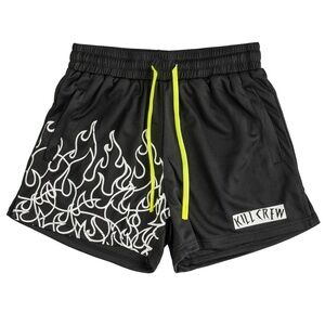 Kill Crew Black and White Athletic Shorts with Neon Accents